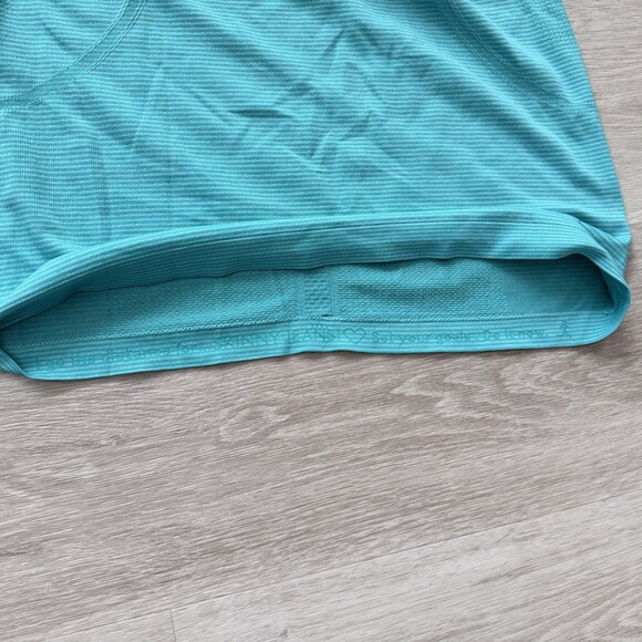 Lululemon Swiftly Tech Long Sleeve Top Shirt 2.0 Women's 10 Teal Striped EUC - Picture 9 of 11